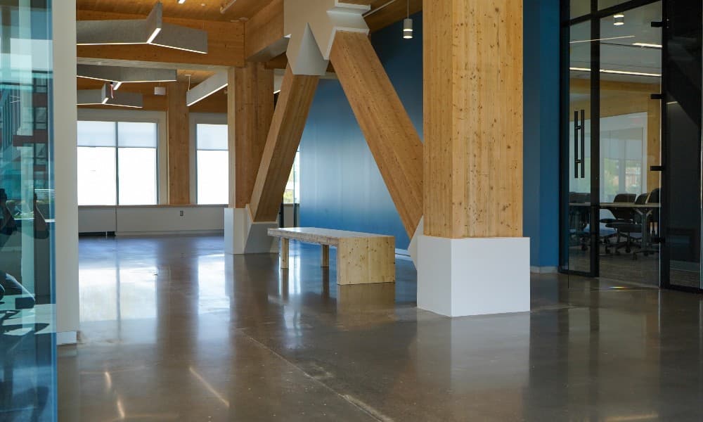 A polished concrete floor in a commercial setting.